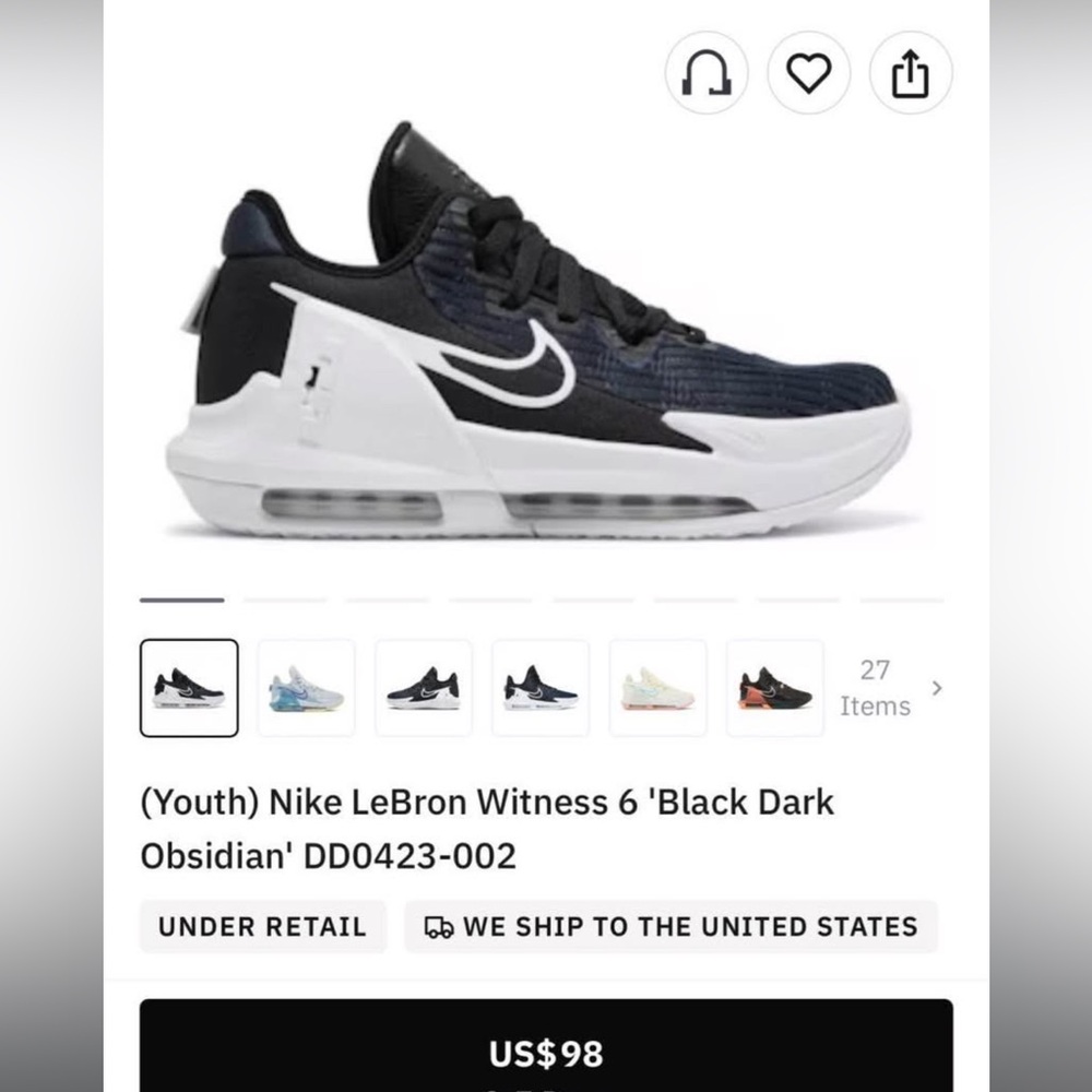 Nike LeBron Witness 6 Kids Sneakers - Black and White